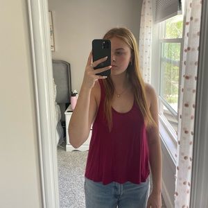 Maroon cutout tank with detailed back